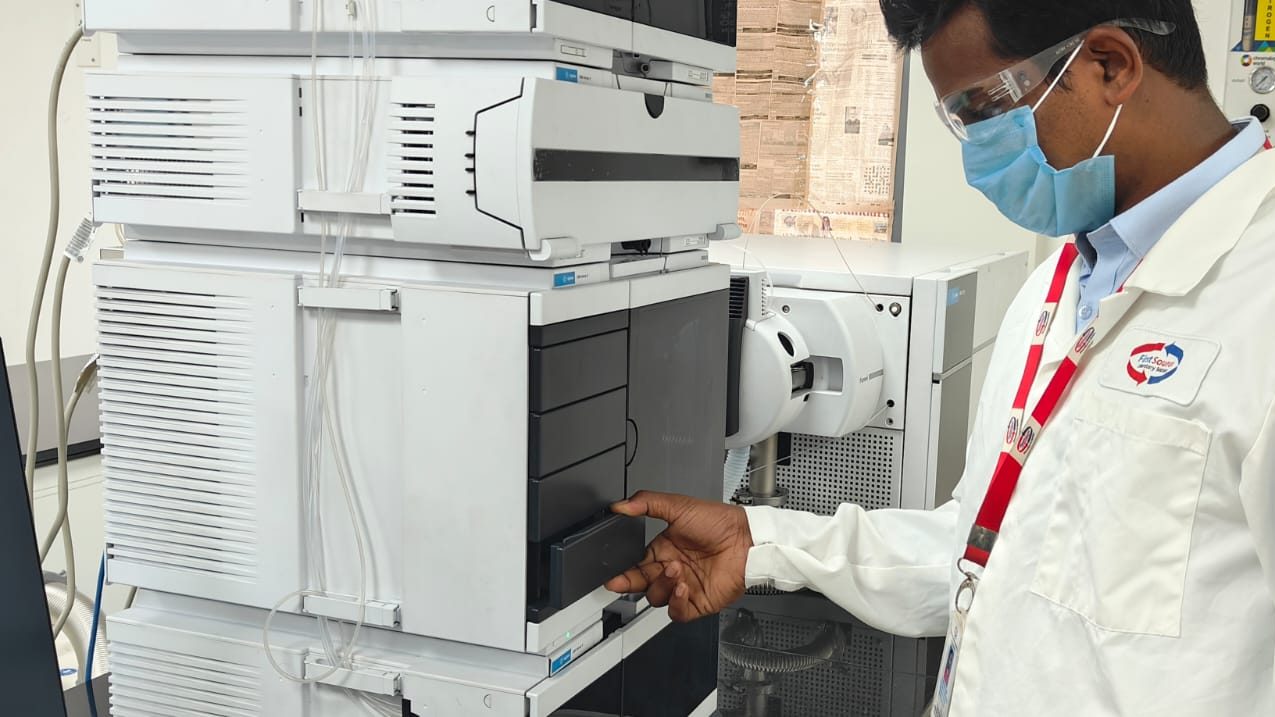 An analyst at a chromatography stack